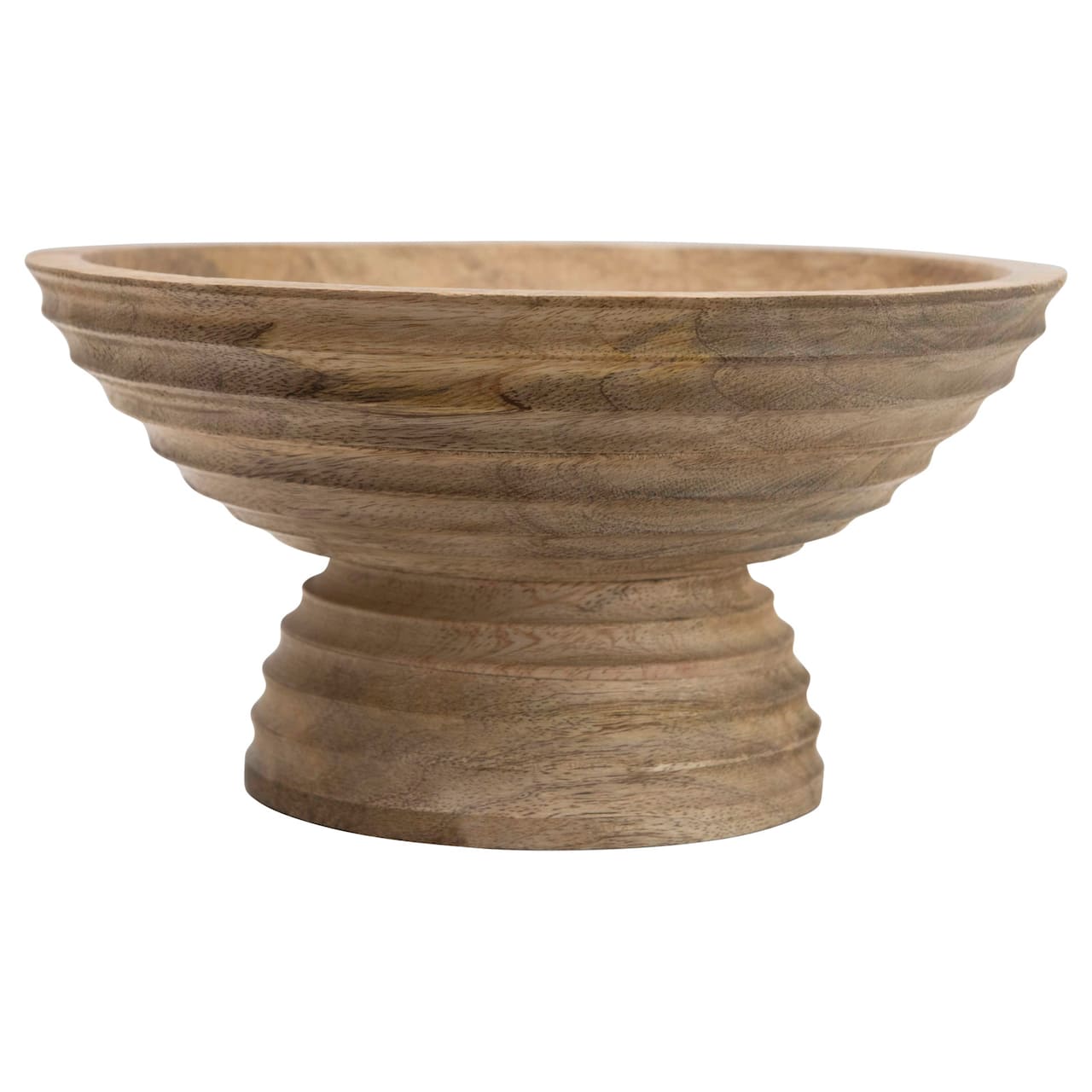 Hello Honey® 9.75" Ridged Mango Wood Footed Bowl